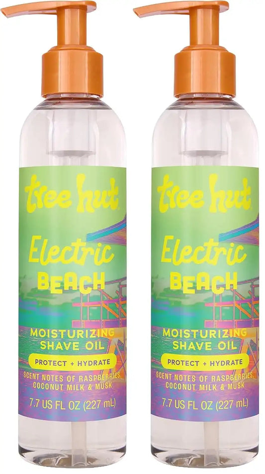 Tree Hut Electric Beach Moisturizing Shave Oil, Hydrating Gel-to-Oil Formula for a Close, Smooth Shave, Made with Shea Butter, For All Skin Types, 7.7 fl oz (Pack of 2)